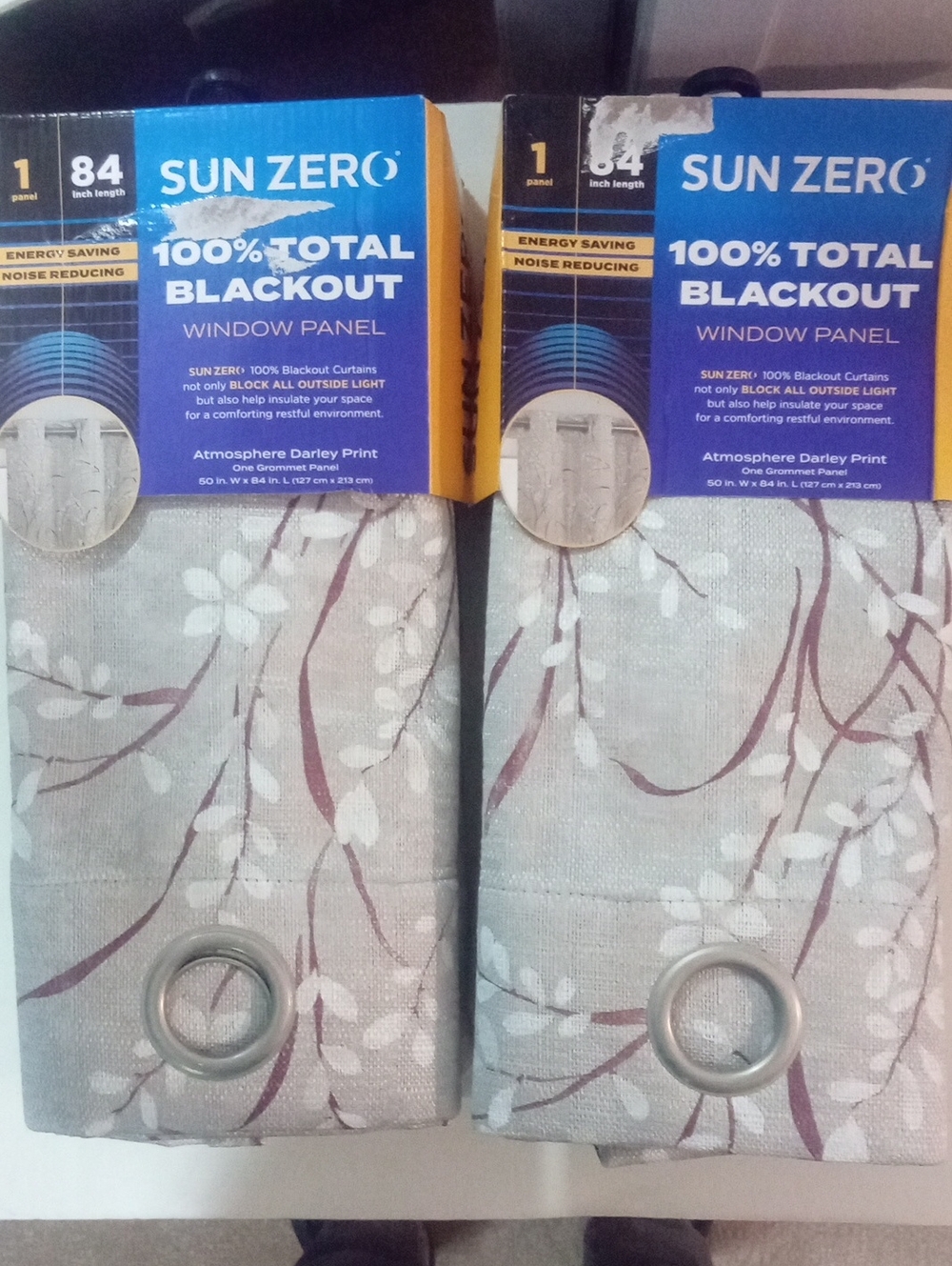 Set Of 2 Atmosphere Darley Print 100% Blackout Window Panelsl NWT $170